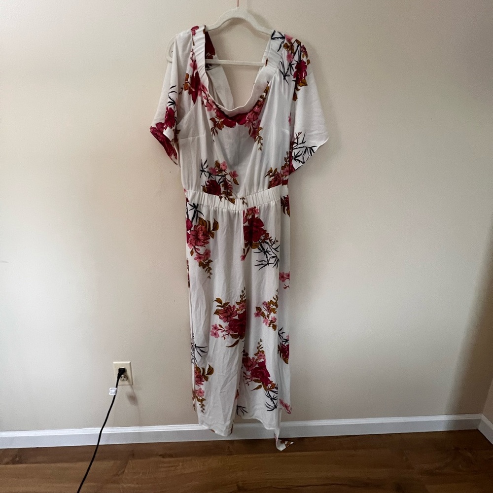 City Chic White and floral jumpsuit